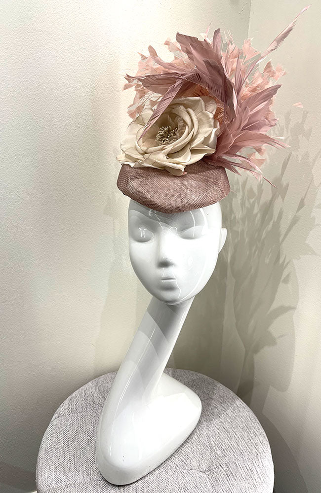 Fascinator Pink with Cream Flower