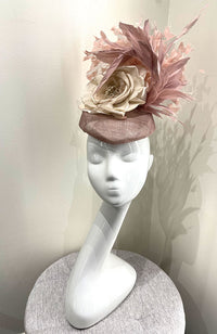 Fascinator Pink with Cream Flower