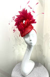 Fascinator Red with Red Feathers