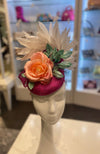 Fascinator Pink Flower Aqua