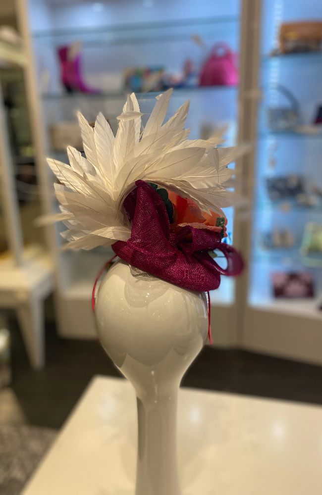 Fascinator Pink Flower Aqua