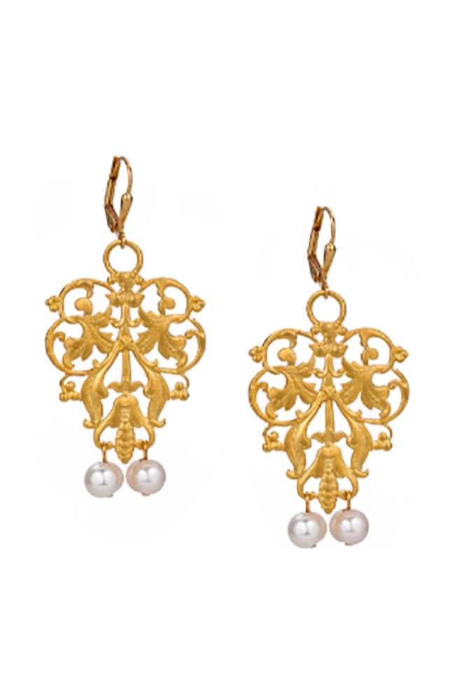 Filigree Earring with Pearl Dangles