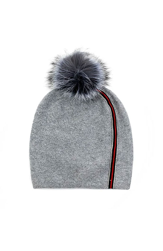 Knit Sparkles Beanie with Fox Pom