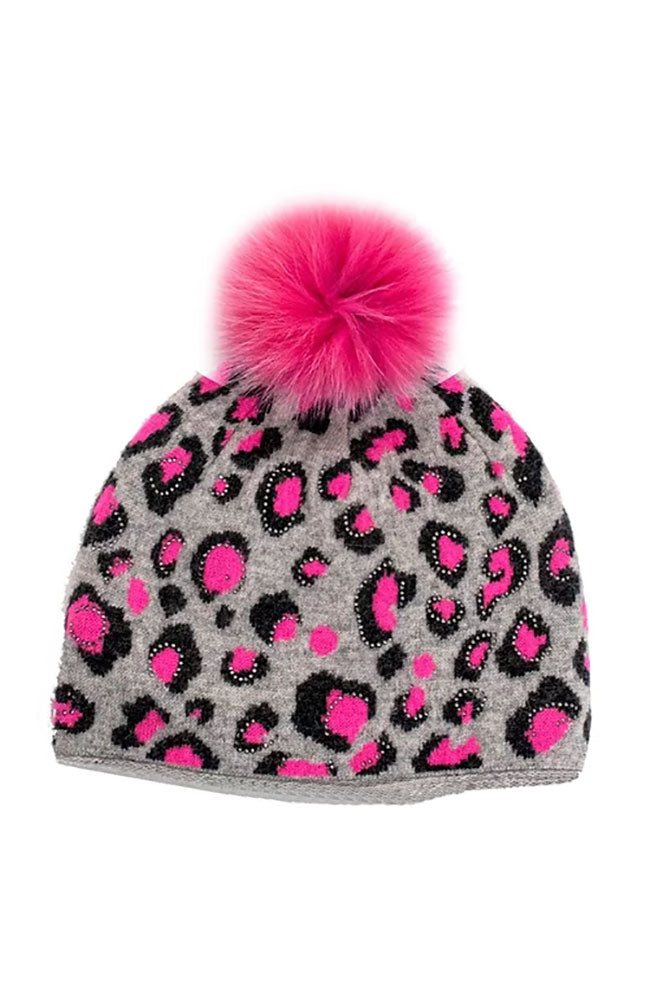 Hat with Crystals & Fox Pom
