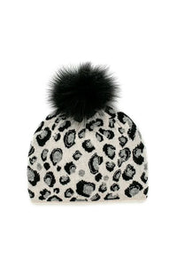 Hat with Crystals & Fox Pom