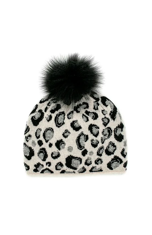 Hat with Crystals & Fox Pom