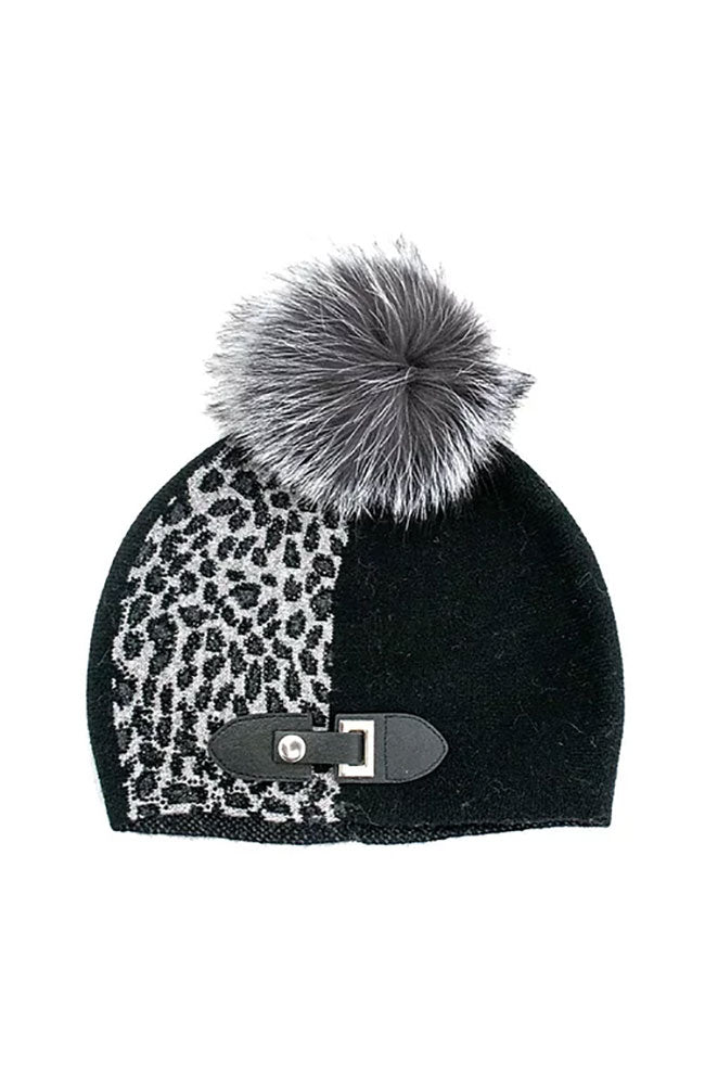 Mix Knit Animal Hat Metallic Buckle