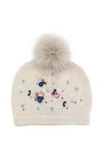 Knit Hat Crystals Fox Pom Pom