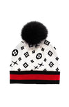 Knit Hat Monogram Pattern and Fox Pom