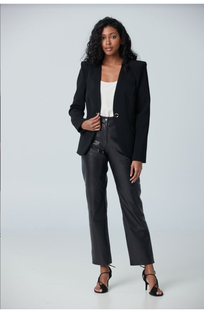 Collarless Pagoda Shoulder Jacket TS