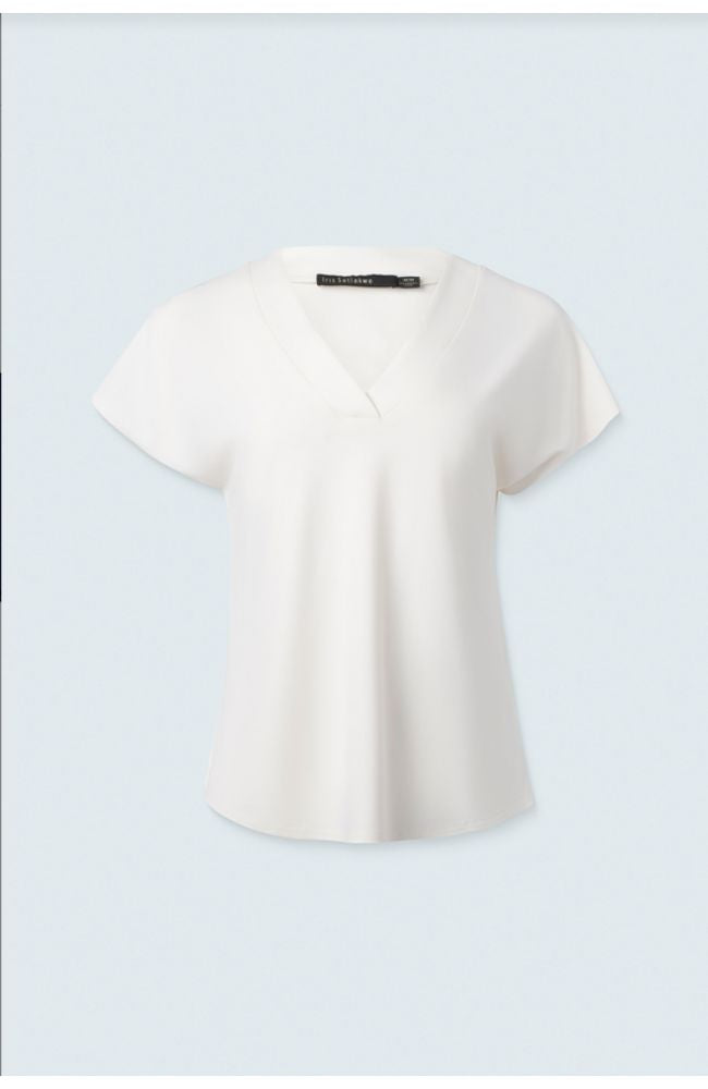 Matte Jersey V Neck Top in Ivory