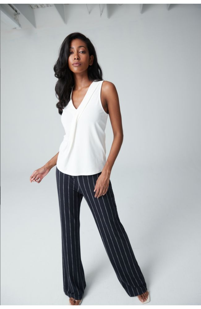 Sleeveless Top Pleat Top in Ivory