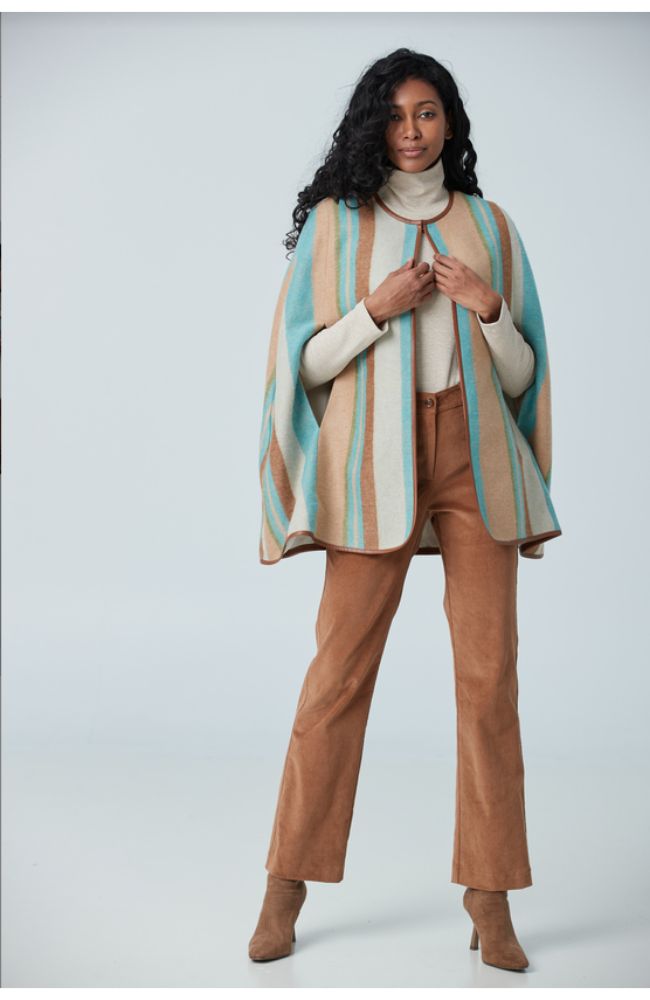 Short Cape in Jade Stripe TS