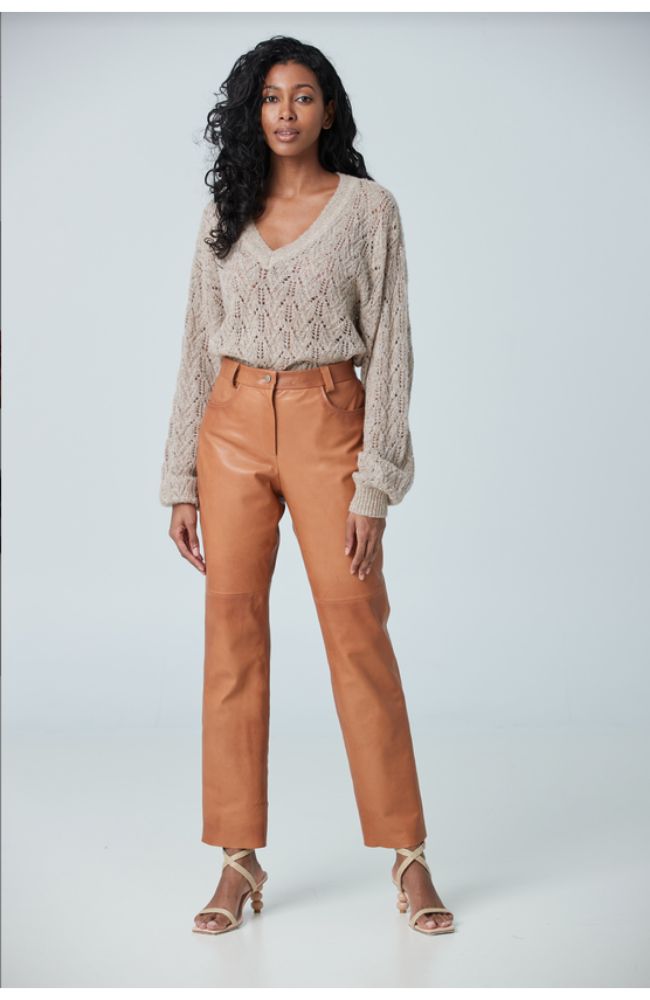 Lamb Leather Straight Pant TS