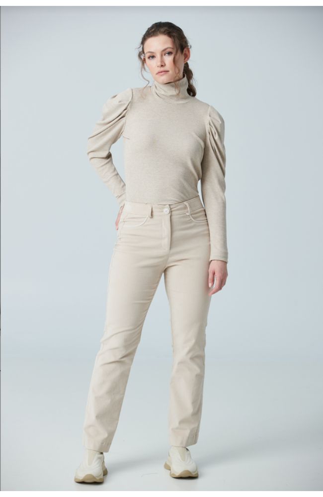 Crop Pant with Faux Leather Insert TS
