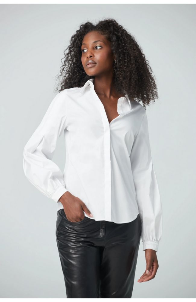 Button Down Shirt with Pleat Detail on Sleeve TS