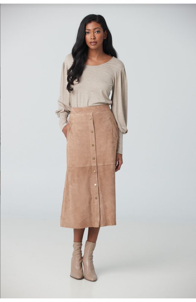 Suede A Line Midi Skirt TS