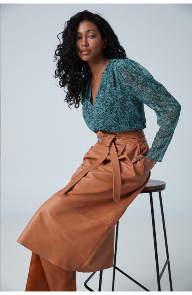V Neck Blouse Gigot Sleeve TS