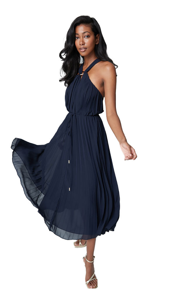 Pleasted Midi Dress Waist Cut