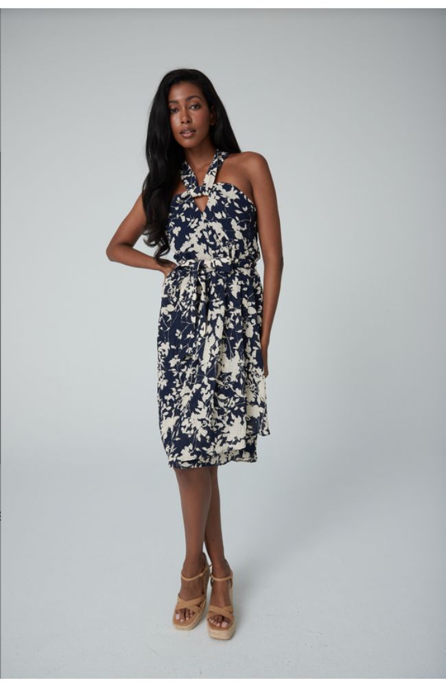 Flower Print Halter Neck Dress