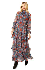 Bethany Dress Cerulean Flora