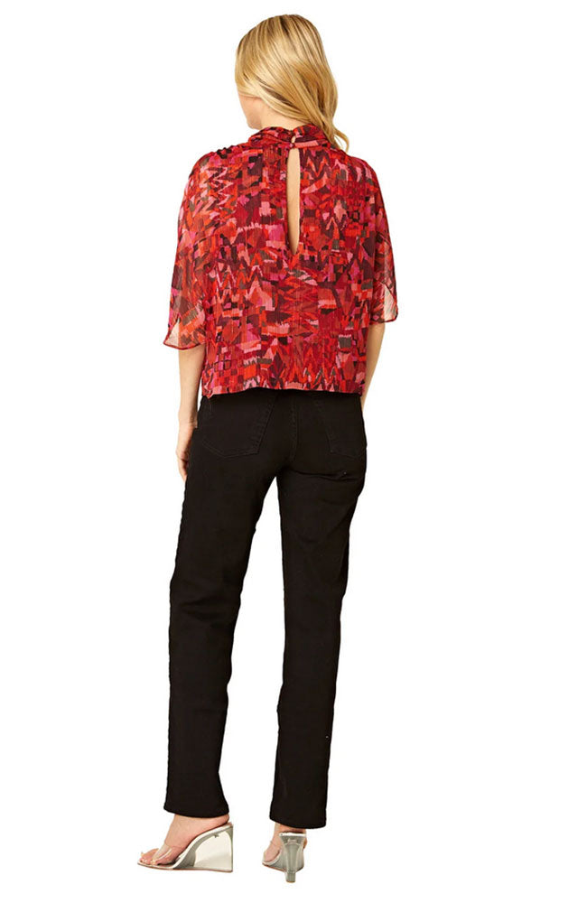 Greta Top Crimson Geo