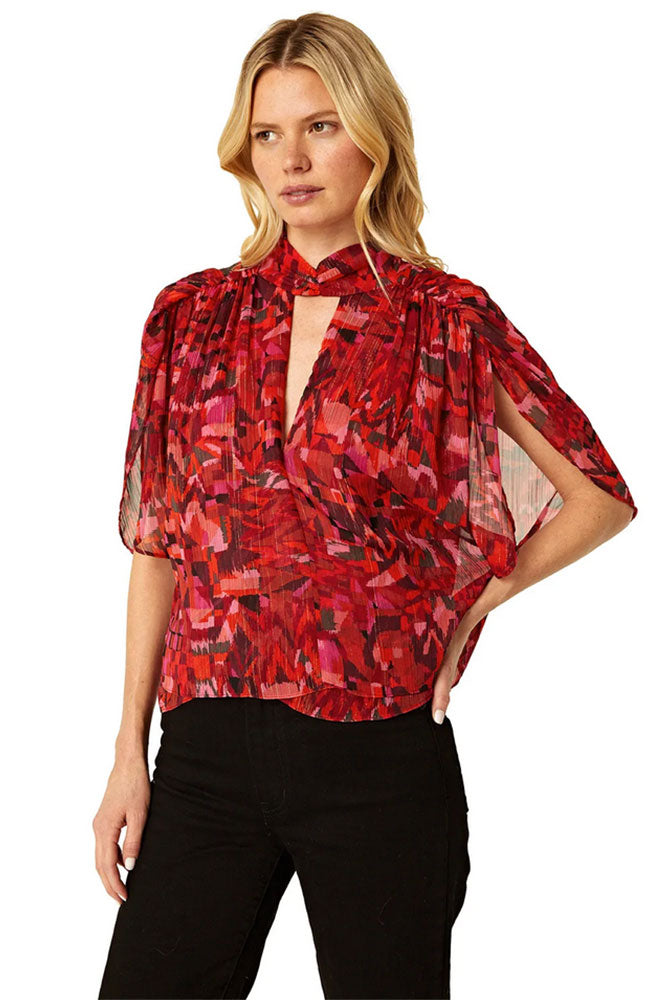 Greta Top Crimson Geo
