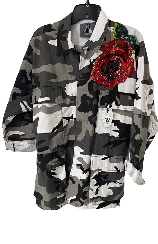 B & W Belted Jacket with Appliques FL