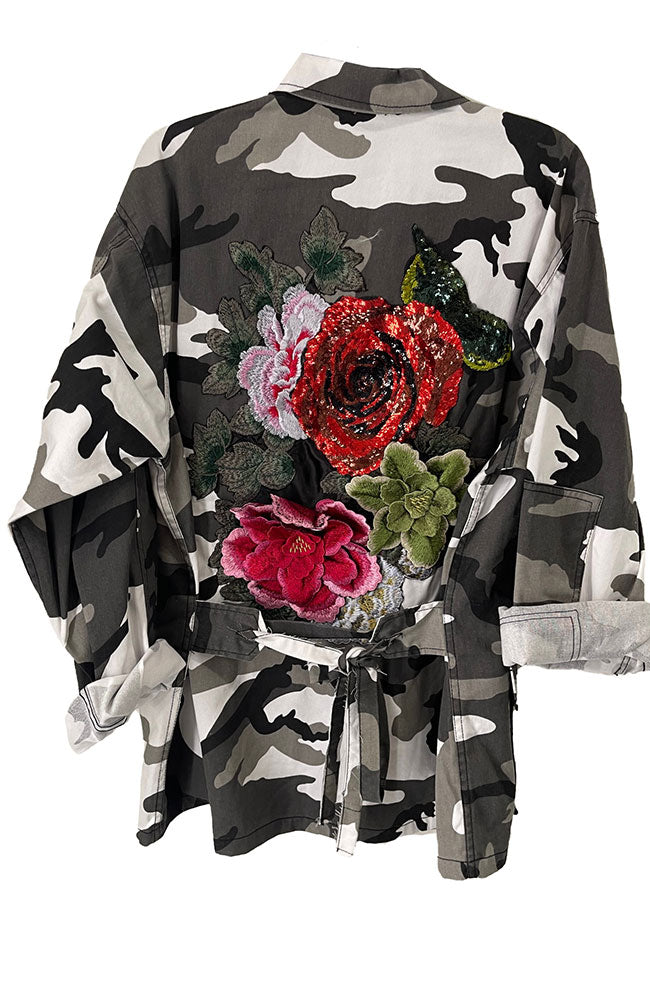 B & W Belted Jacket with Appliques FL