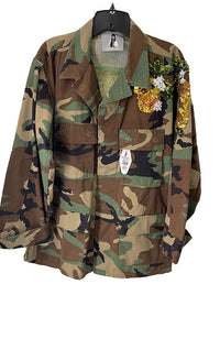 Sheer Tree on Green Camo FL with Appliques