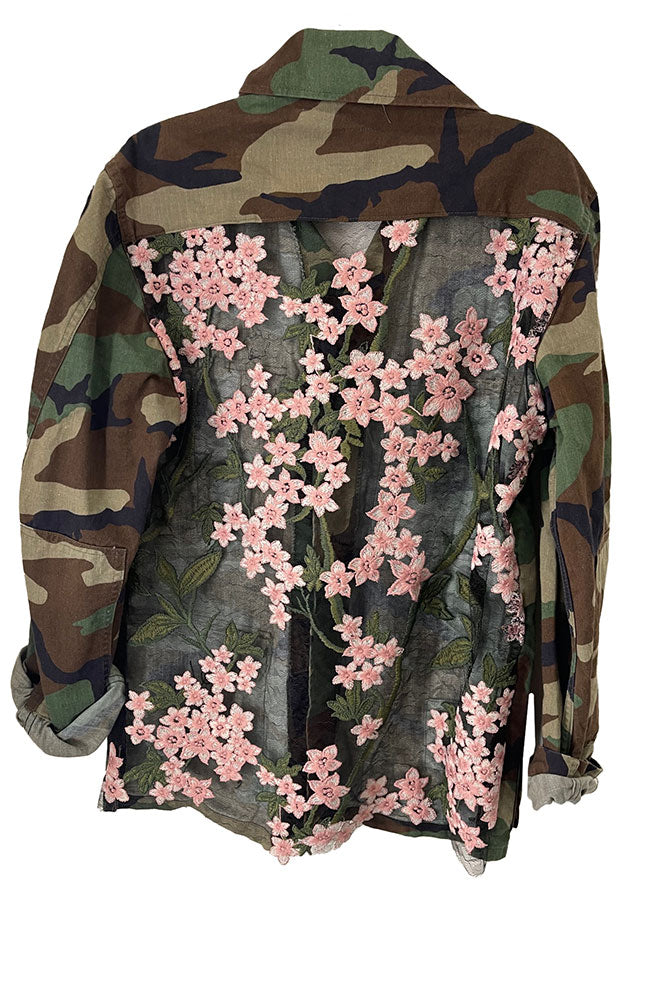 Pink Lace Floral on Green Camo FL