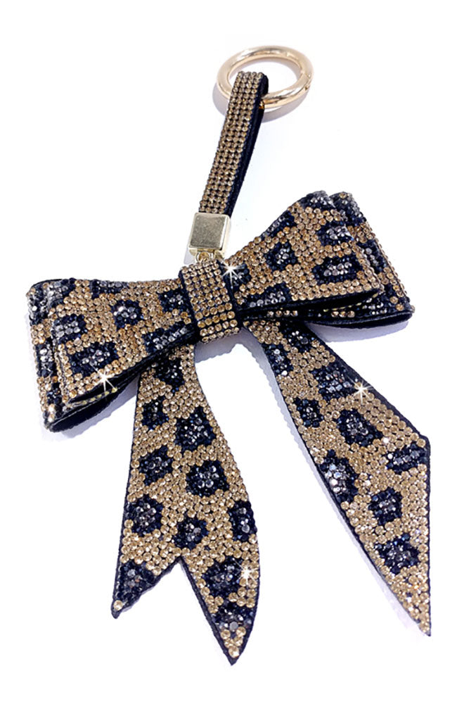 BB Bow Purse Charm Gold Leopard