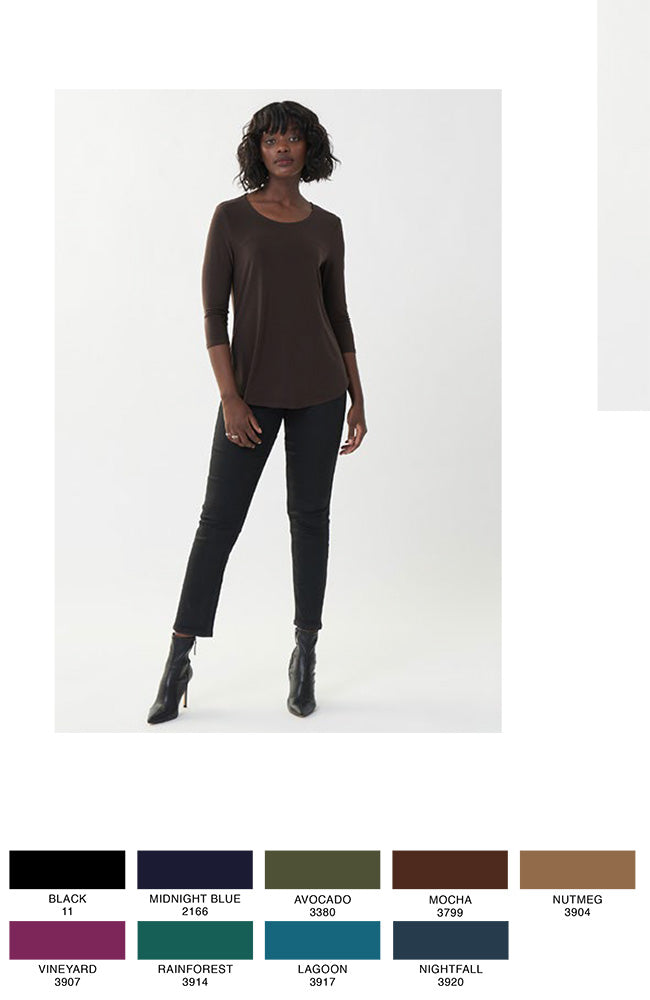 3/4 Sleeve Boxy Crew Neck Top