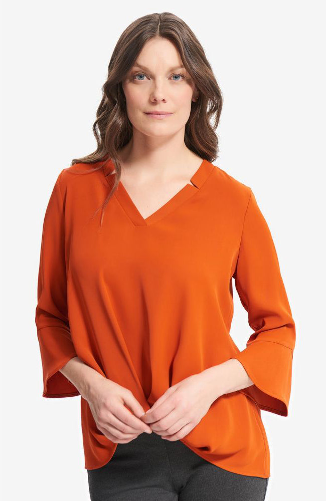Bell Sleeve V Neck Top