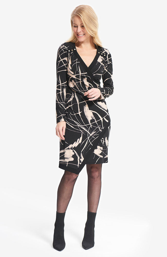 V Neck Wrap Dress Hi-Lo Hem
