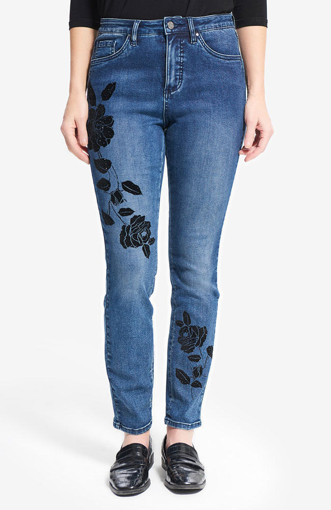 Classic Slim Jean with Floral Embellishments