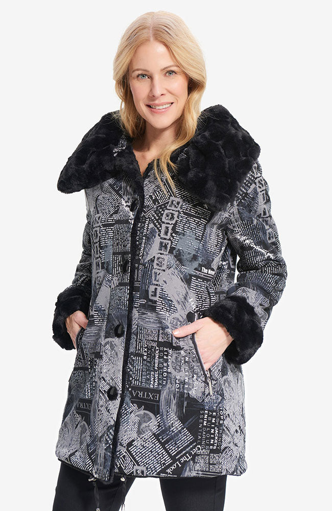 Straight Coat with Faux Fur