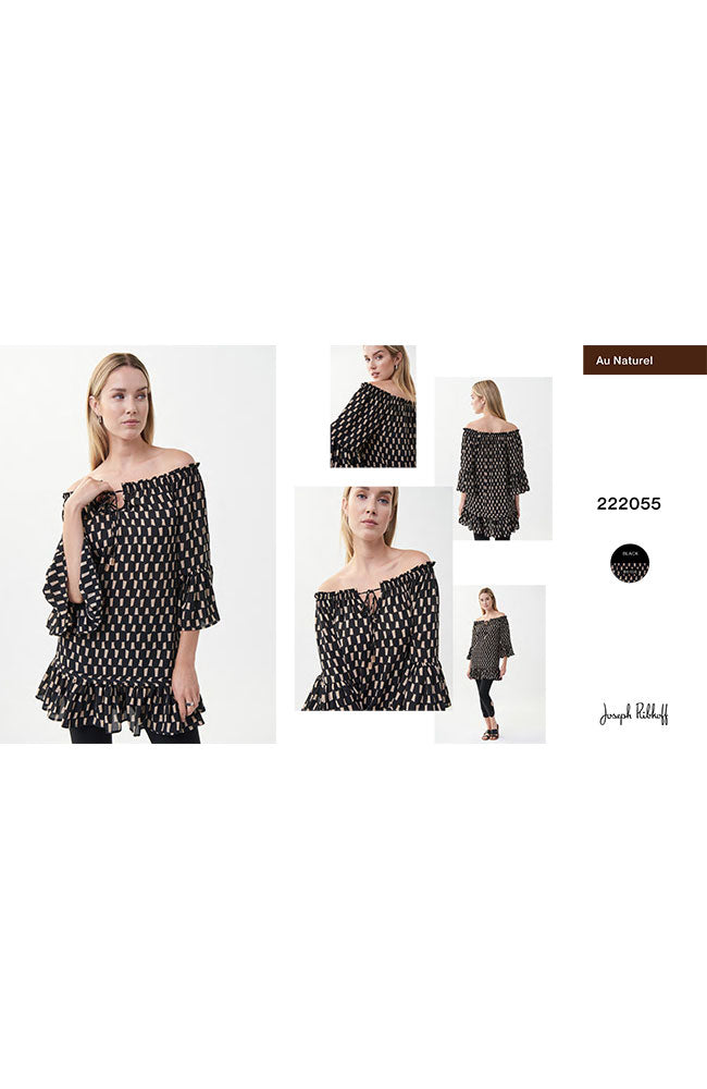 Off Shoulder Ruffle Print Top