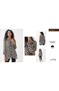 Animal Print Big Button Blouse