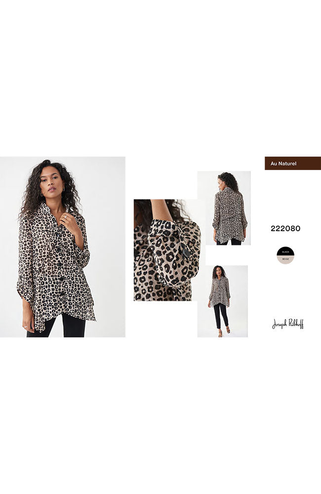 Animal Print Big Button Blouse