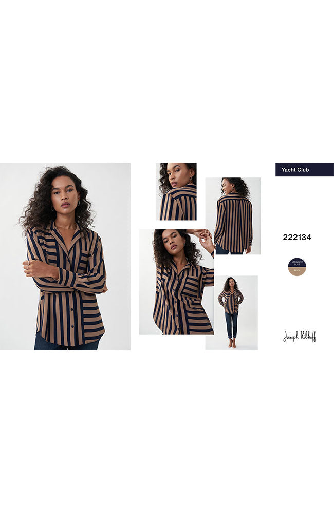 Contrast Stripe Front Pocket Blouse