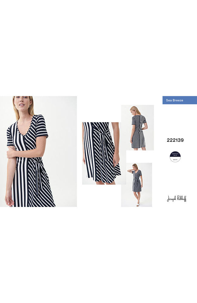 Tie Waist Contrast Stripe Dress
