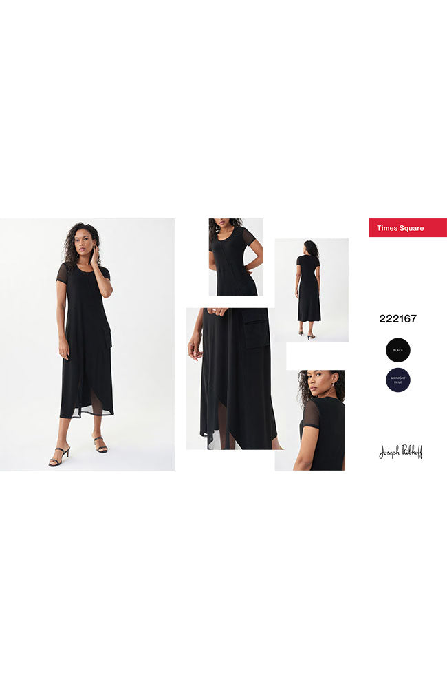 Mesh Layer Tea Length Dress