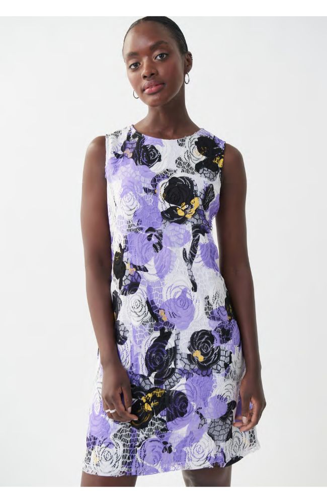 Lavender and Black Print Dress