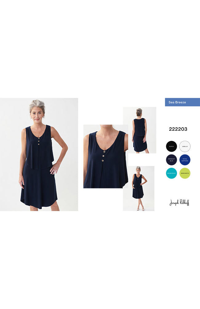 Sleeveless Layered Dress with 3 Button Details