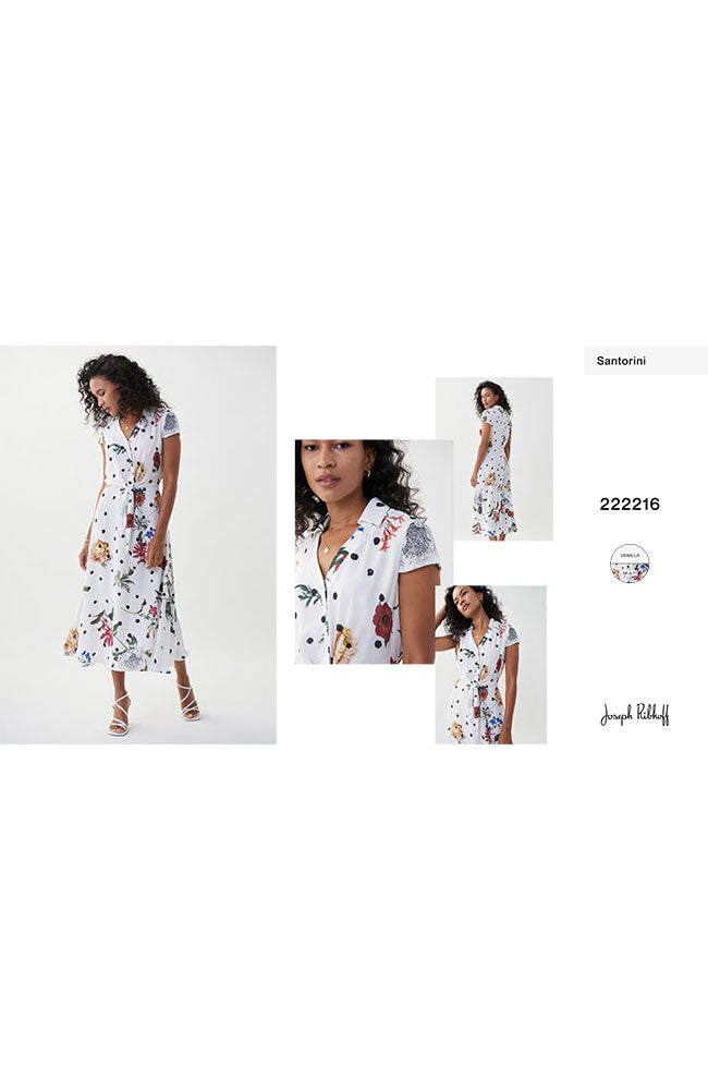V Neck Cap Sleeve Print Dress