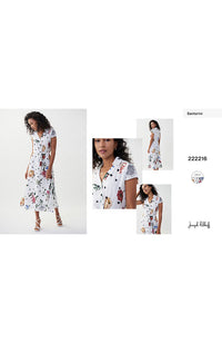 V Neck Cap Sleeve Print Dress