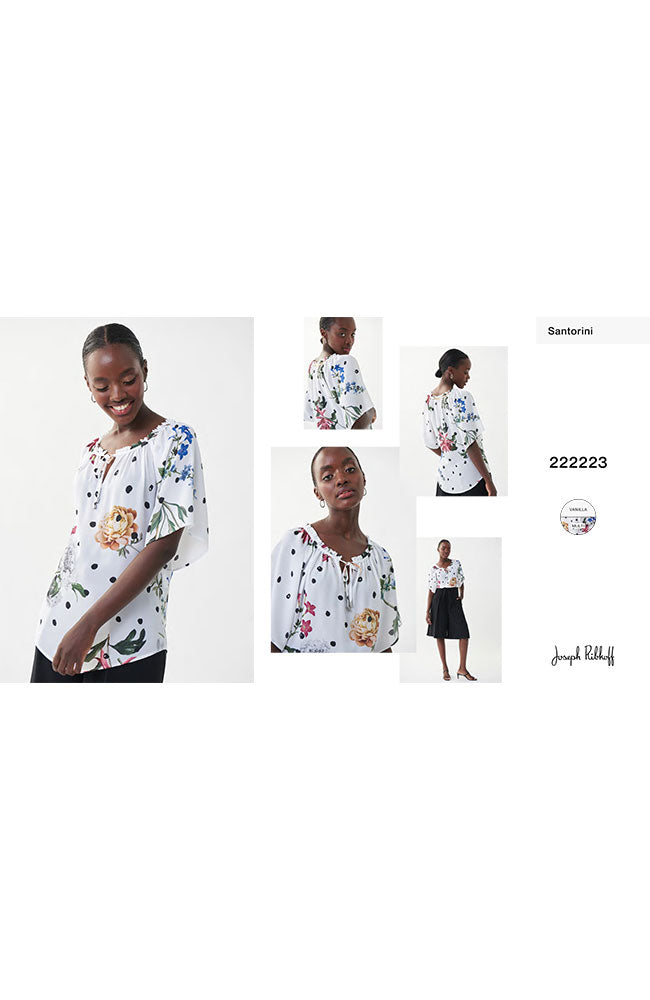 Gathered Neck Floral Tunic