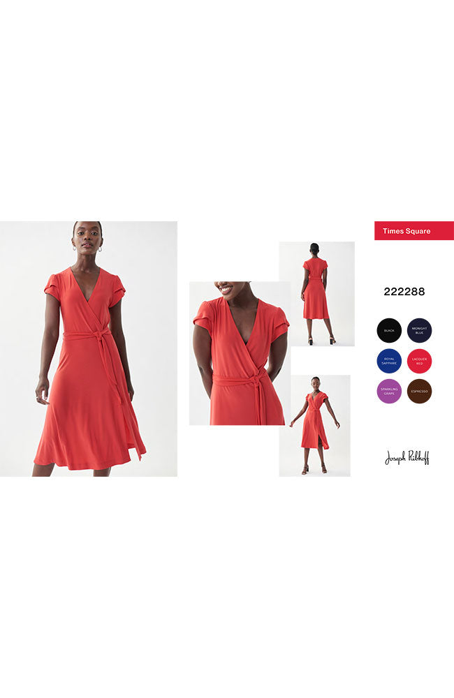 Flutter Sleeve Wrap Dress with Tie Waist