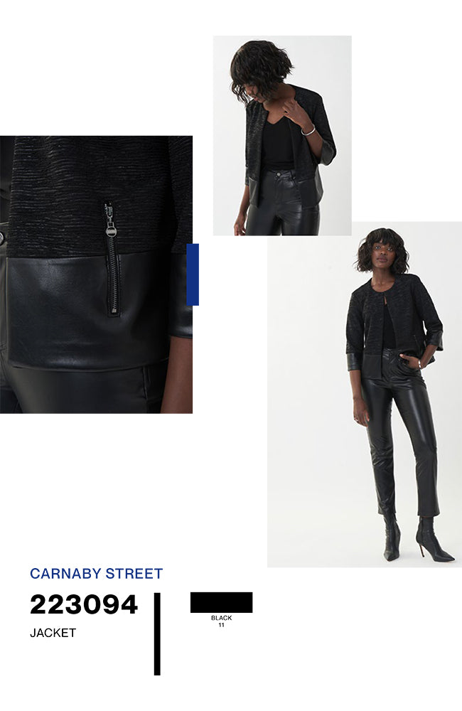 3/4 Sleeve One Closure Jacket Leatherette Trim